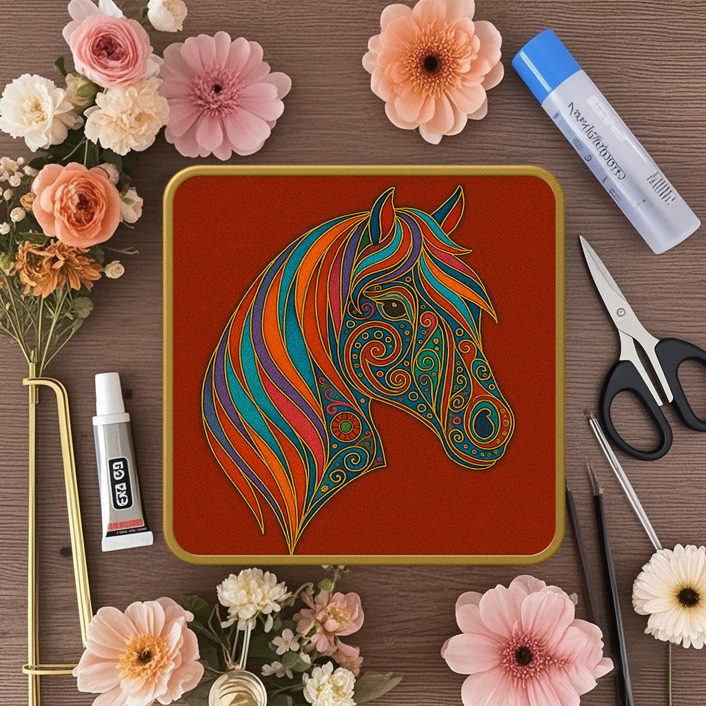 Bunter Pferdekopf – Cloisonné Kit