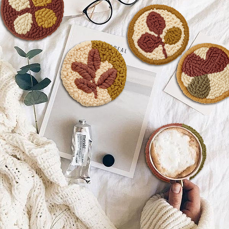Autumn Harvest-Punch Needle Coaster