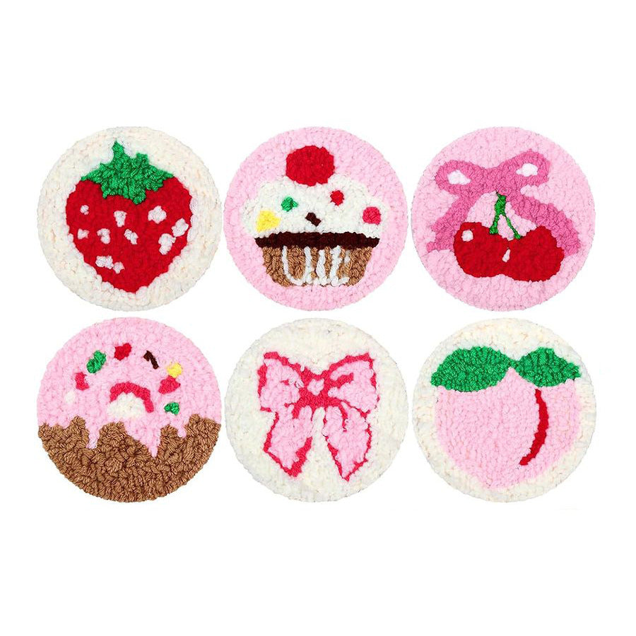 Sweet Pink Story-Punch Needle Coaster
