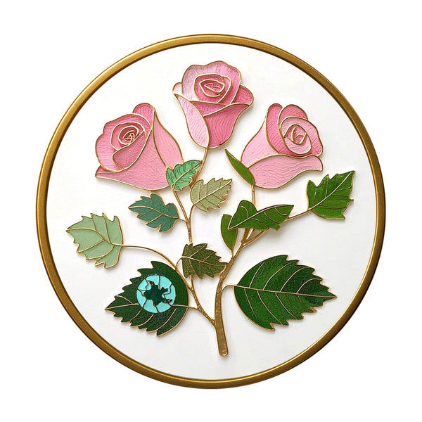 Dreifache rosa Rosen - Cloisonné Kit