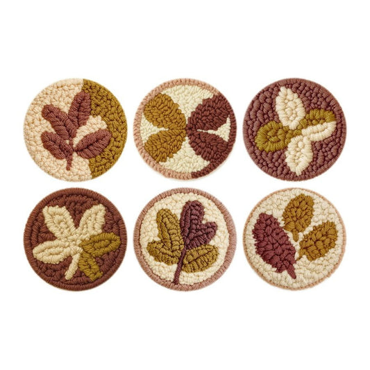 Autumn Leaf-Punch Needle Coaster