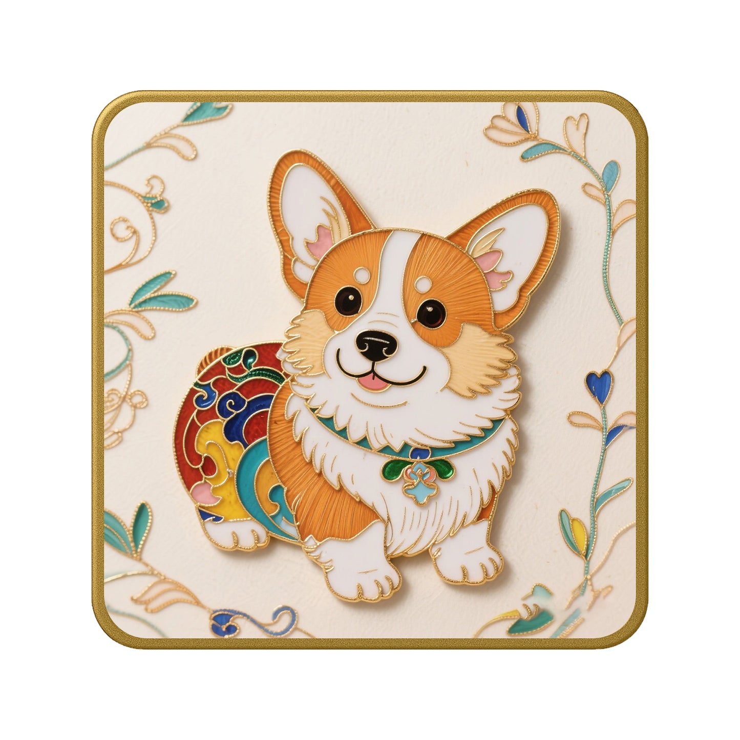 Bunter Corgi im Outfit – Cloisonné Kit