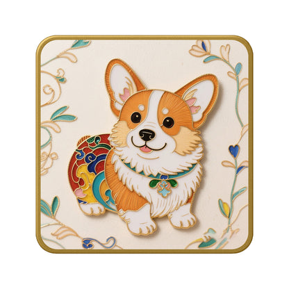 Bunter Corgi im Outfit – Cloisonné Kit