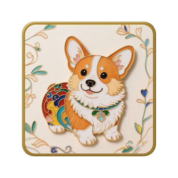 Bunter Corgi im Outfit – Cloisonné Kit