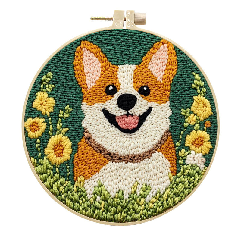 Joyful Corgi-Punch Needle Kit