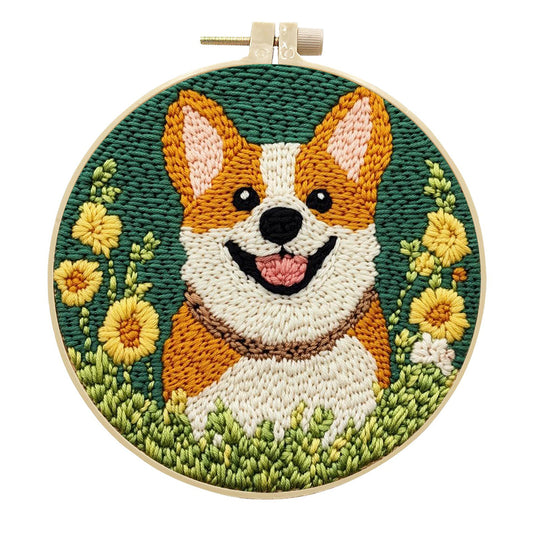 Joyful Corgi-Punch Needle Kit