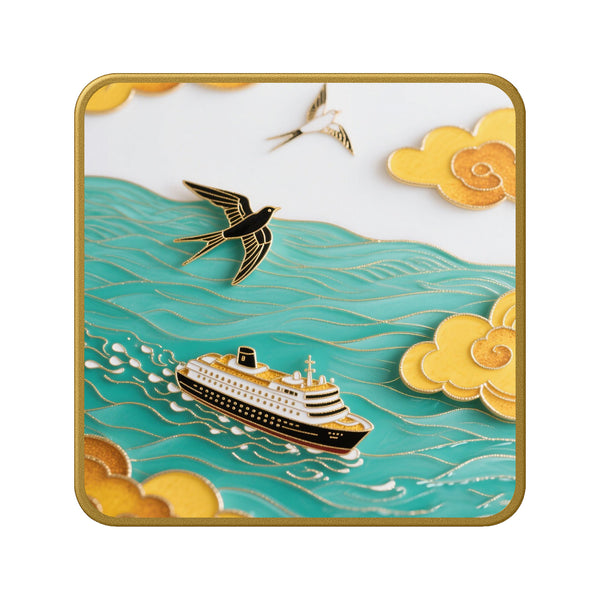 Kreuzfahrtschiff und fliegende Vögel – Cloisonné Kit