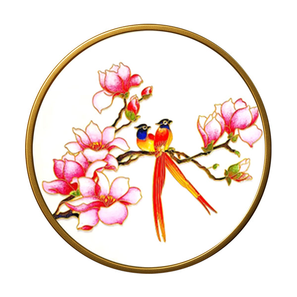 Langschwänziger Vogel & Blume – Cloisonné Kit
