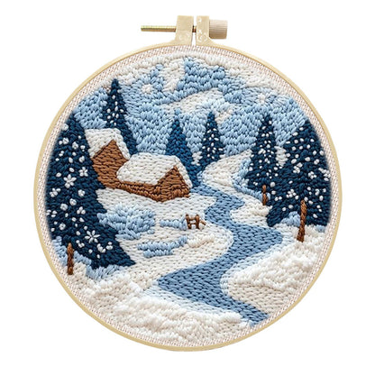 Snowy Cabin Dream-Punch Needle Kit