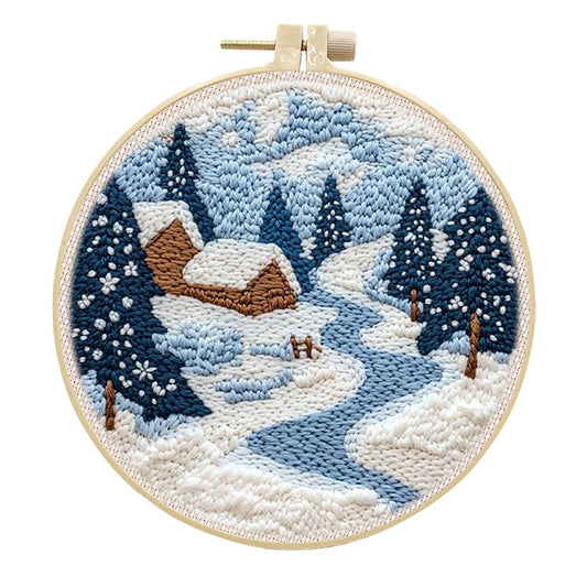 Snowy Cabin Dream-Punch Needle Kit