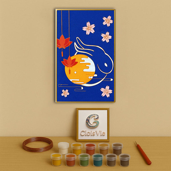 Hase umarmt den Mond – Cloisonné Kit
