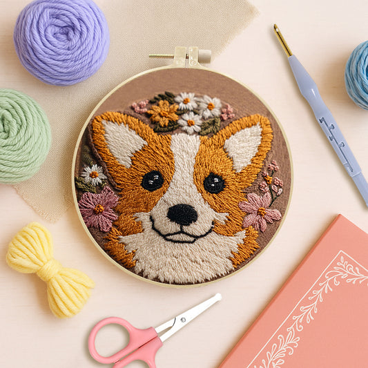 Blooming Corgi-Punch Needle Kit