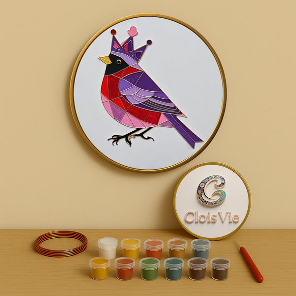 Gekröntes Rotkehlchen - Cloisonné Kit