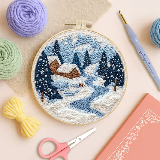 Snowy Cabin Dream-Punch Needle Kit