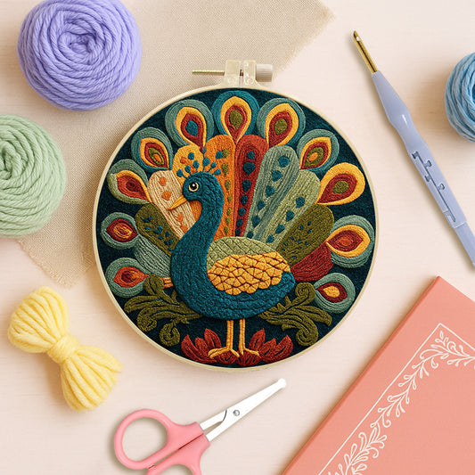 Majestic Peacock -Punch Needle Kit