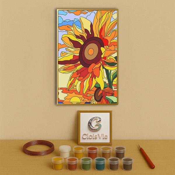 Abstrakte Sonnenblume – Cloisonné Kit