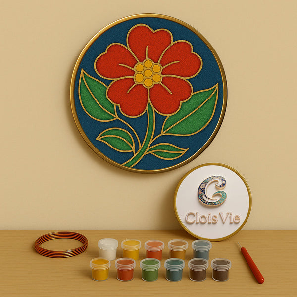 Große rote Blume – Cloisonné Kit
