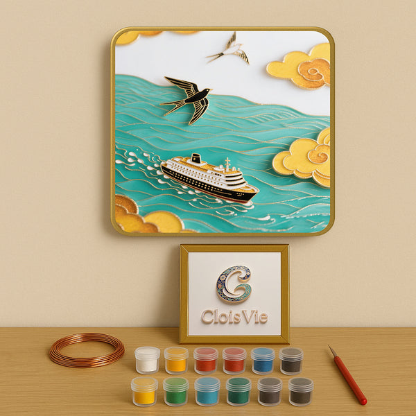 Kreuzfahrtschiff und fliegende Vögel – Cloisonné Kit