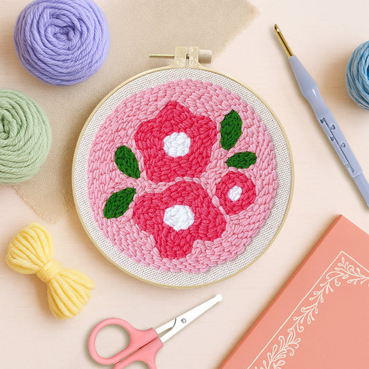 Rosy Embrace Tulip-Punch Needle Kit