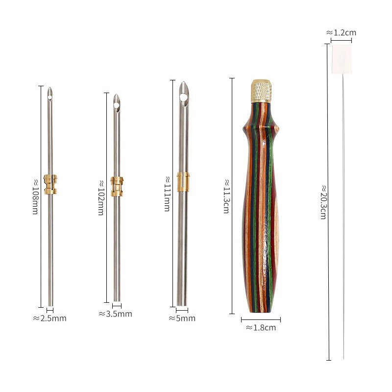 3 Needles Set with Colorful Wooden Handle