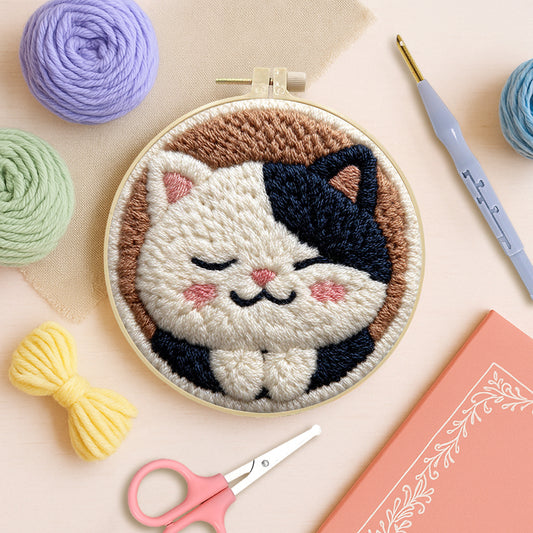 Napping Calico -Punch Needle Kit