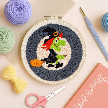 Flying Witch-Punch Needle Kit