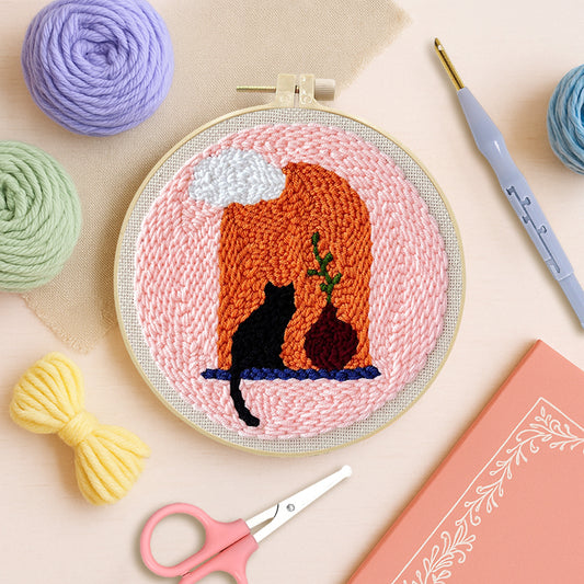 Window Cat-Punch Needle Kit