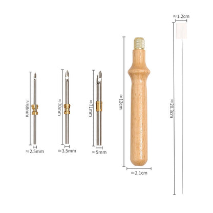 3 Needles Set with Gold Tube and Wooden Handle