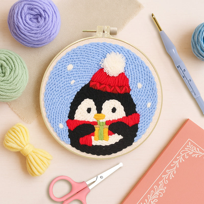 Cozy Penguin Noel-Punch Needle Kit