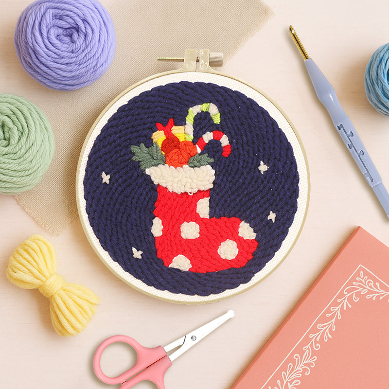 Merry Stocking Magic-Punch Needle Kit