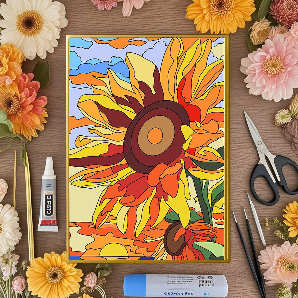 Abstrakte Sonnenblume – Cloisonné Kit