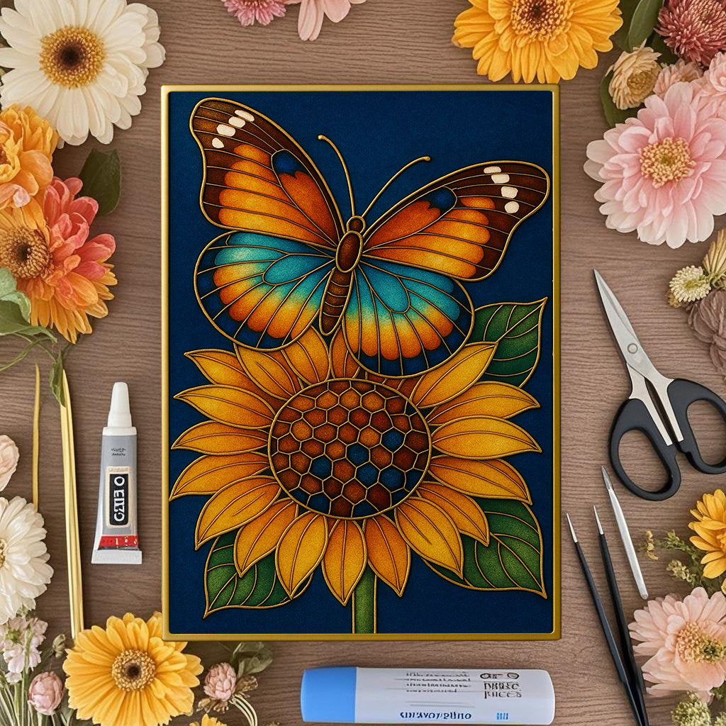 Schmetterlings-Sonnenblume – Cloisonné Kit