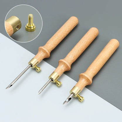 3 Needles Set with Gold Tube and Wooden Handle