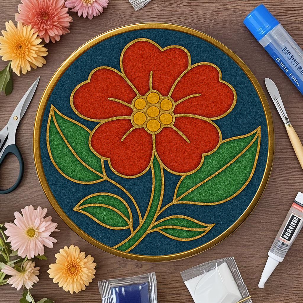 Große rote Blume – Cloisonné Kit