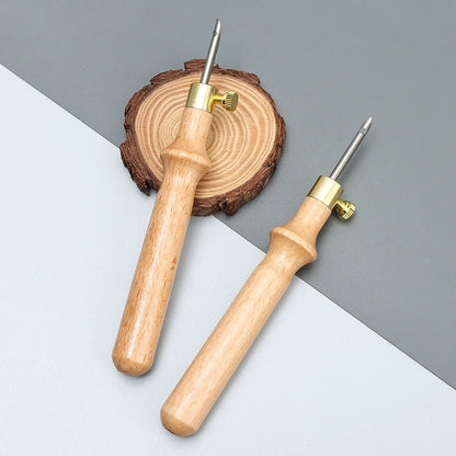 3 Needles Set with Gold Tube and Wooden Handle