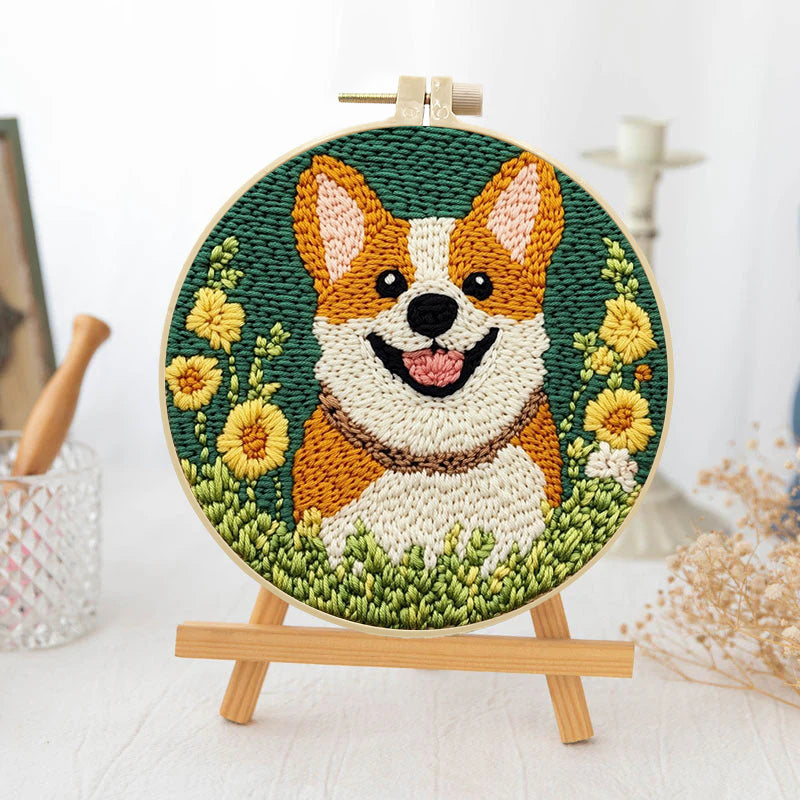 Joyful Corgi-Punch Needle Kit
