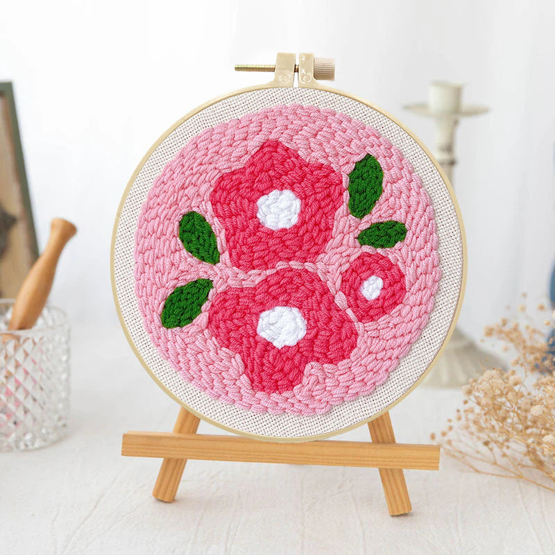 Rosy Embrace Tulip-Punch Needle Kit