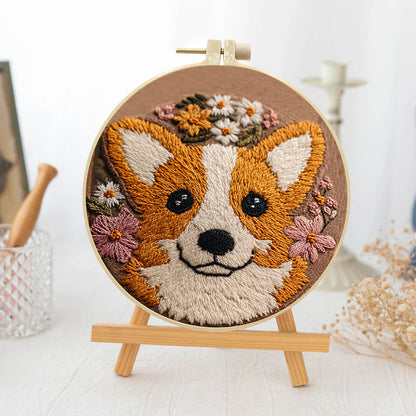 Blooming Corgi-Punch Needle Kit