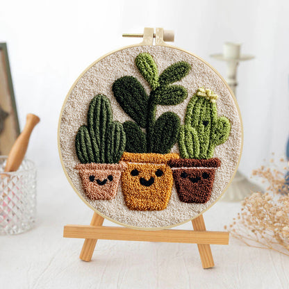 Happy Cactus Trio-Punch Needle Kit