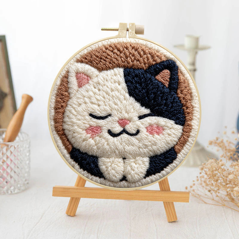 Napping Calico -Punch Needle Kit