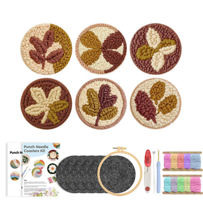 Autumn Leaf-Punch Needle Coaster