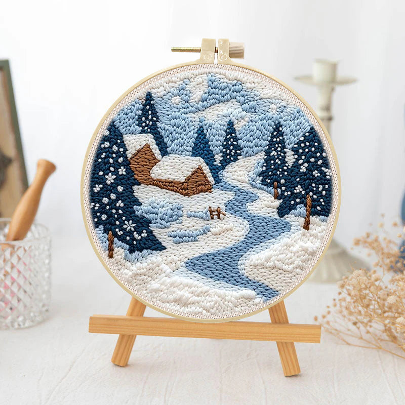 Snowy Cabin Dream-Punch Needle Kit