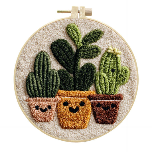 Happy Cactus Trio-Punch Needle Kit