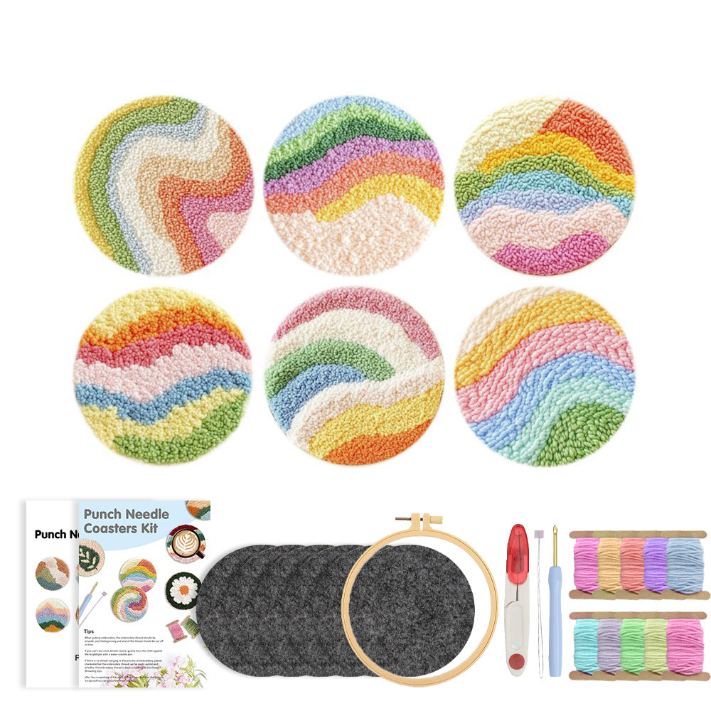 Pastel Ripple-Punch Needle Coaster
