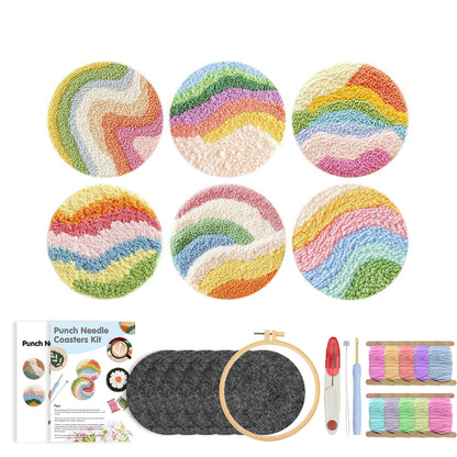Pastel Ripple-Punch Needle Coaster