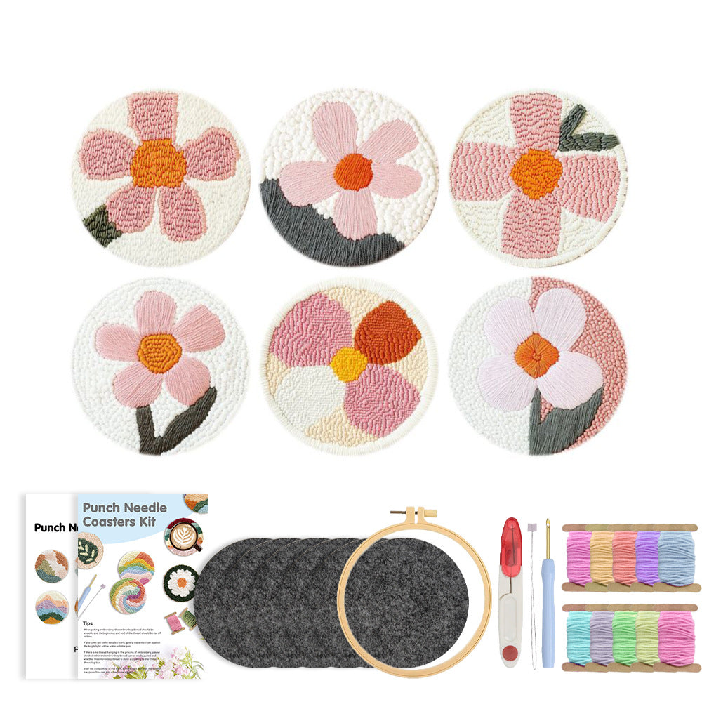 Blush Bloom-Punch Needle Coaster