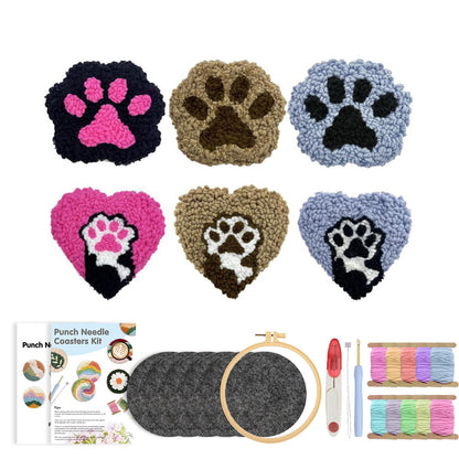 Paw Love-Punch Needle Coaster