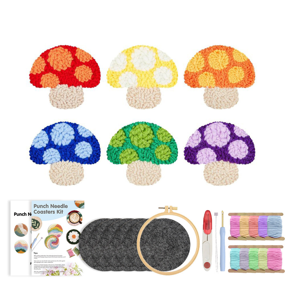 Mushroom Parade-Punch Needle Coaster
