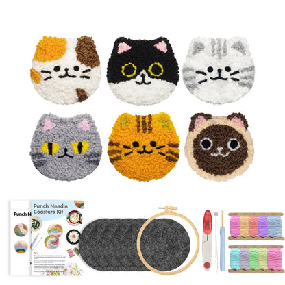 Kitty Squad Coasters-Punch Needle Coaster