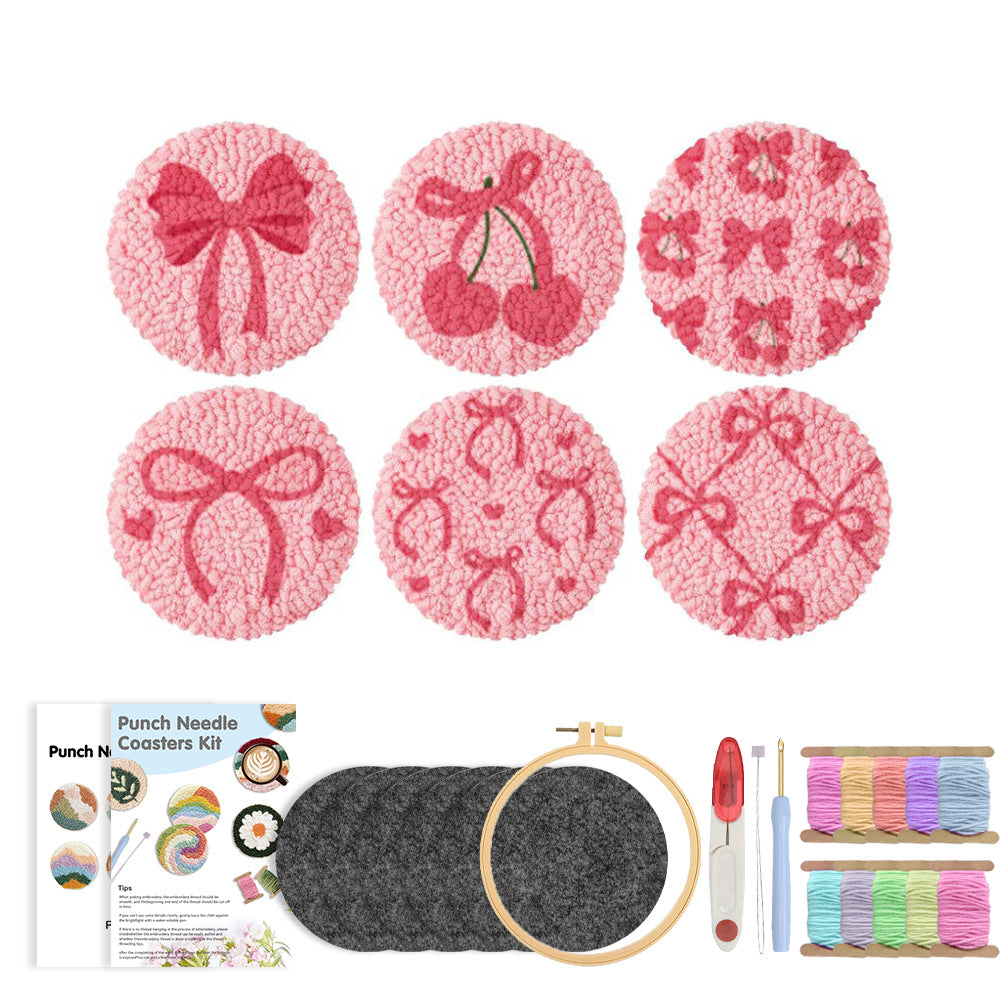 Sweet Ribbons-Punch Needle Coaster